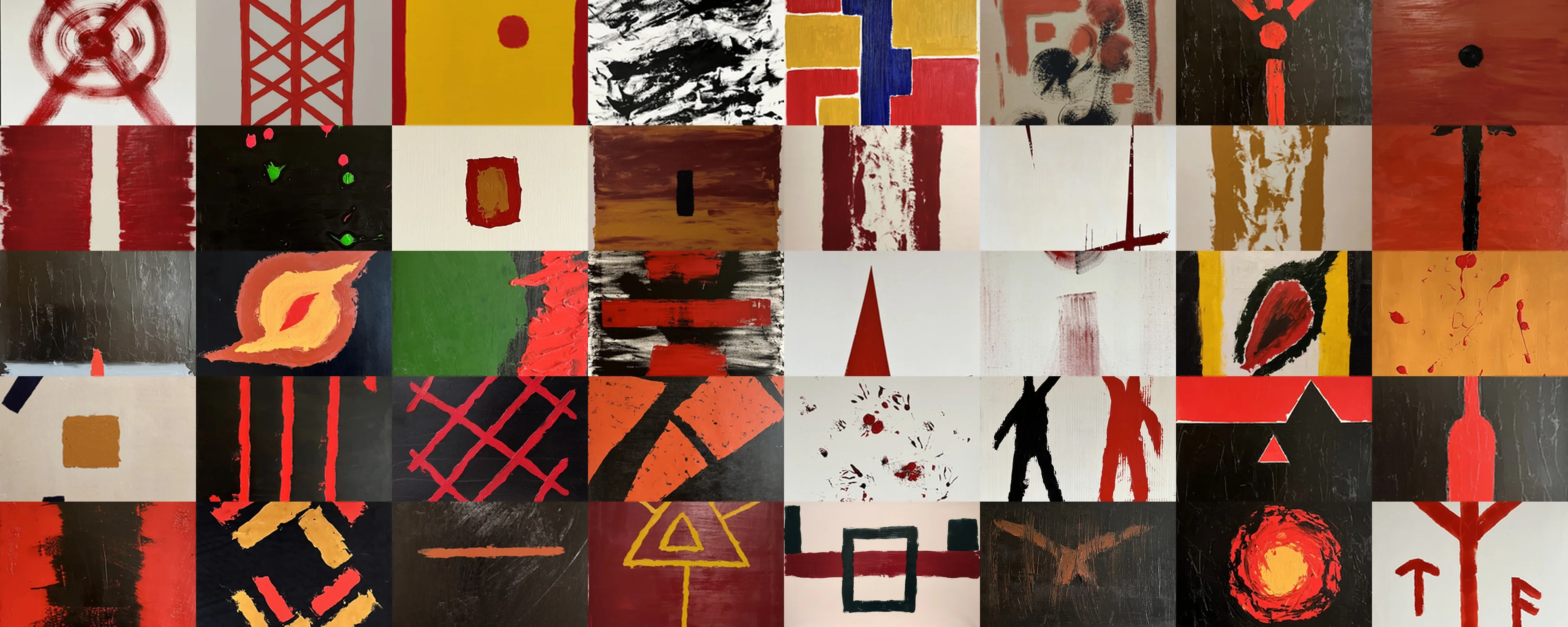 Collage of independent paintings made before the series
